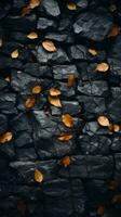 autumn leaves on a stone wall generative ai photo