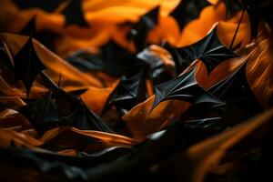 black and orange bats flying in the air generative ai photo