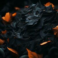 black and orange swirls on a black background generative ai photo
