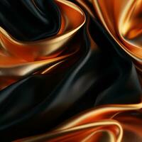 black and gold satin fabric background generative ai photo