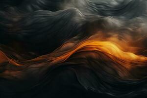 black and orange waves on a black background generative ai photo