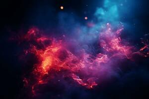 blue and red fire on a black background generative ai photo