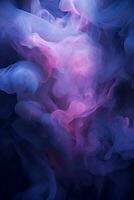 blue and pink smoke in the air on a black background generative ai photo