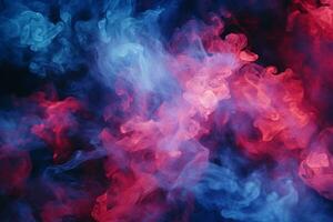 blue and red smoke on a black background generative ai photo