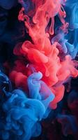 blue and red ink on a black background generative ai photo