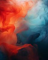 blue red and orange smoke in the air generative ai photo