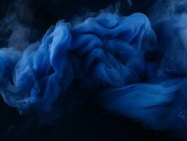 blue smoke in water on a black background generative ai photo