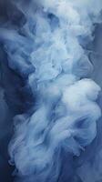 blue smoke in water on a dark background generative ai photo