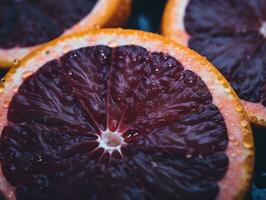 close up of a blood orange with water droplets on it generative ai photo