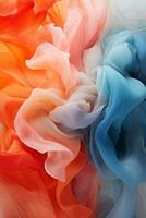 colorful fluid flowing in the air with a blue and orange background generative ai photo