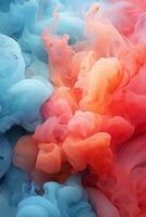 colorful ink in water with red and blue colors generative ai photo