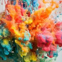 colorful ink is being sprayed into the air generative ai photo