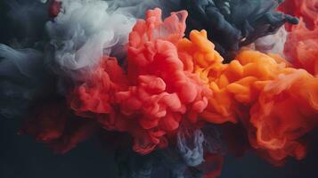 colorful ink smoke on a black background generative ai photo