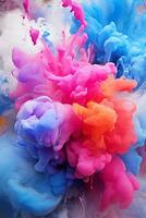 colorful ink is being sprayed into the air generative ai photo