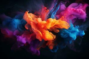colorful ink on a black background generative ai photo