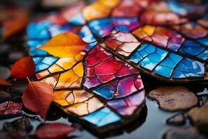 colorful mosaic tiles laying on the ground generative ai photo