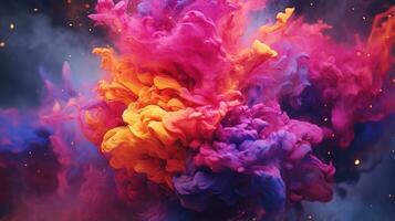 colorful smoke and ink on a black background generative ai photo