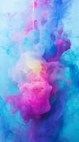 colorful smoke floating in water with blue pink and yellow colors generative ai photo