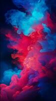 colorful smoke on a black background with red blue and pink colors generative ai photo