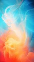 colorful smoke on a blue and orange background generative ai photo