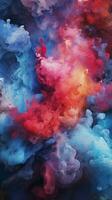 colorful smoke in the air with a black background generative ai photo