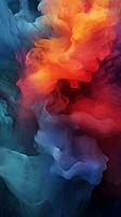 colorful smoke swirls on a black background generative ai photo