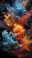 colorful smoke in the air on a black background generative ai photo