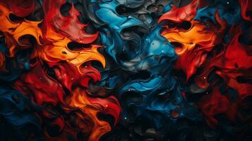 colorful swirls of paint on a black background generative ai photo