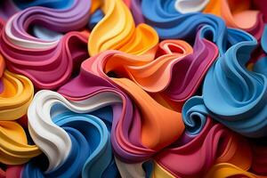 colorful wavy fabric background 3d render stock photo generative ai