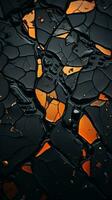cracked black and orange background with orange and black splotches generative ai photo