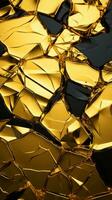 cracked gold and black background with broken pieces of gold generative ai photo