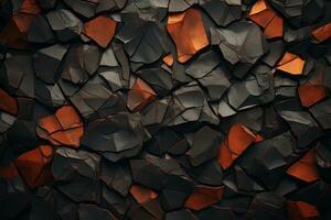 cracked stone background with orange and black pieces generative ai photo