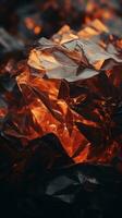 crushed glass with orange light shining through it generative ai photo