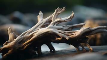 driftwood on the beach generative ai photo