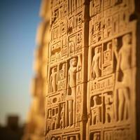 egyptian carvings on the side of a building generative ai photo