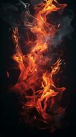 fire and smoke on a black background generative ai photo