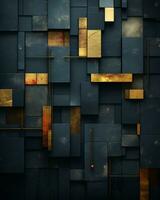 gold and black abstract background with squares generative ai photo