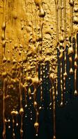 gold liquid dripping on a black background generative ai photo