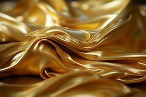 gold satin fabric with folds and folds generative ai photo