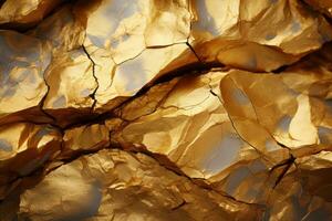 golden crumpled paper texture background stock photo generative ai