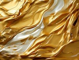 golden liquid flowing over a white background generative ai photo