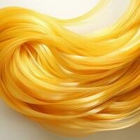 golden wavy hair on a white background generative ai photo