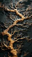 golden tree branches on black background generative ai photo