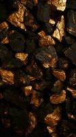 golden rocks on a black background generative ai photo