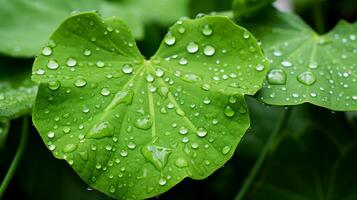 green leaf with water droplets on it generative ai photo