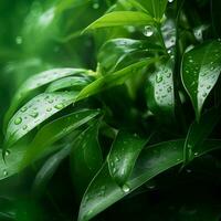 green leaves with water droplets on them generative ai photo