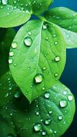 green leaves with water droplets on them generative ai photo