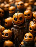 halloween jack-o-lantern figurines generative ai photo