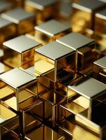 many gold cubes are stacked together in a pile generative ai photo