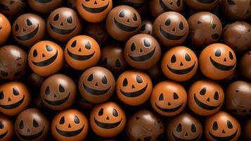 many halloween eggs with faces painted on them generative ai photo